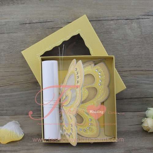 old Butterfly Wedding Invitation Scroll Cards